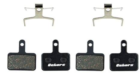 Gekors Quiet Semi-Metallic Bike Brake Pads - Compatible with Shimano Deore/MT200 ; Compatible with Tektro - Long-Lasting, Low-Noise, All-Weather & Heat-Resistant for MTB/Ebike (2 Pairs)