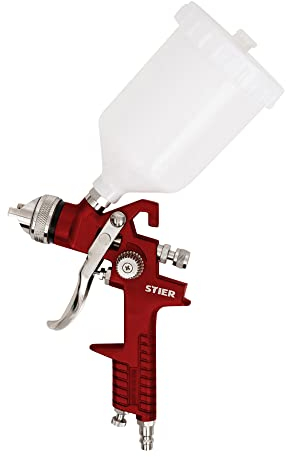 STIER effiziente Farbspritzpistole SFP-600, mit 500 ml Fließbecher, perfekt für Holzlacke und KFZ-Lackierung, präzises Farbsprühen mit diesem Farbsprühgerät, Farbsprüher, Spritzpistole