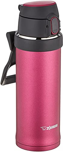 Zojirushi SM-QHE48RK, Flip-and-Go Stainless Mug, 16-Ounce, Hibiscus Red