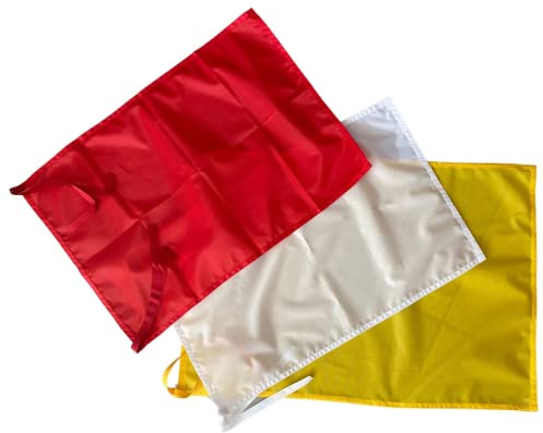 NS Kit Spiaggia 3 Bandiere Segnalazione Balneare con Bandiera Rossa, Bianca e Gialla cm 50x75 in Tessuto Nautico 130 gr M²