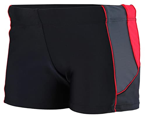 Aquarti Herren Badehose Kurz mit Kontrastpaspel, Farbe: 07 Schwarz/Graphit/Rot, Größe: M