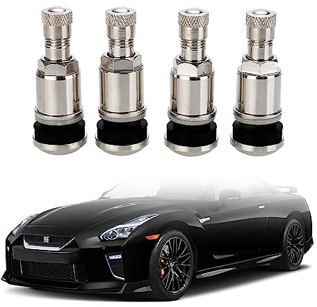 Valves De Jante Universelles, 4 Pièces Métal Camion De Voiture Moto Tubeless Tire Tire Valve Tiges avec Capuchon De Poussière Tige De Valve De Roue sans Chambre à Air De Voiture 11,3 mm, Argent