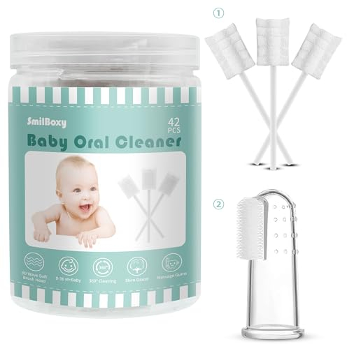 Finger-Baby-Zahnbürste mit saugfähiger Gaze, Zungenreiniger, Mundreiniger für 0–36 Monate, 42 Stück