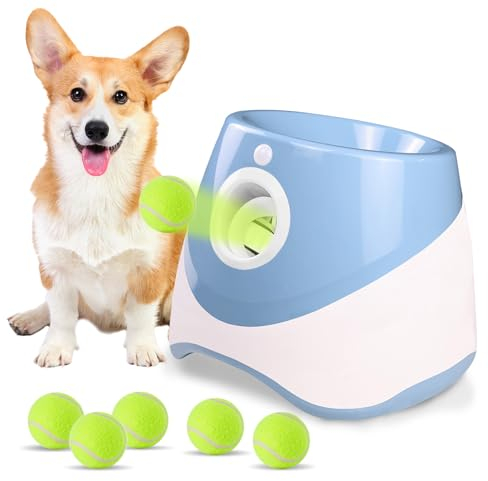 Galatée Automatischer Ballwerfer, Kleiner Interaktiver Ball -Launcher, Automatic Ball Launcher Für Hunde, Ball -Launcher Für Hunde Mit 6 Mini -Tennisbällen(Blau)