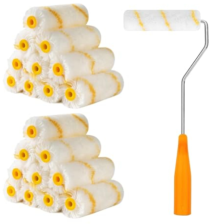 ChAusa 20 Piezas Rodillo de Pintura Pequeño, 10 cm Rodillo Pintura Pared, Mini Cepillo de Rodillo con Mango de Rodillo,Cepillo de Pintura para Renovaciones Paredes y Techos