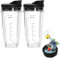 2 Pack 24oz Ninja Blender Cups, Blender Replacement Parts with to-Go Lid and 7 Fins Extractor Blade, Blender Accessories Replacement Parts for Ninja Blender