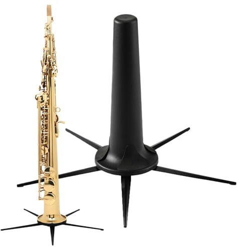 Soprano Saxophone Stand 5 Leg Holder 22.5x9.4cm Stable Soprano Saxophone Stand Foldable Support Wind Instrument Accessories Portable Safe Anti-Slip Sax Stand with Feet for Women Men Teen Musicians
