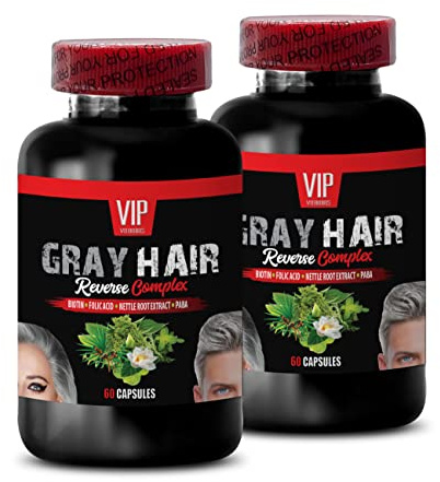 Catalase Complex - Gray Hair Reverse Complex - Horsetail Aerial Parts, Saw Palmetto Berries, PABA, L-Tyrosine, Stinging Nettle Root, Fo-Ti Root Powder, Barley Grass Juice 2 Bottles 120 Capsules