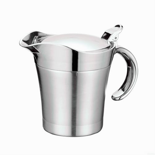 BlesConi Salsiera a doppia parete, contenitore per salsa in acciaio inossidabile, con coperchio e controllo della temperatura, per cucina e ristorante, 450 ml e 750 ml(450ml)