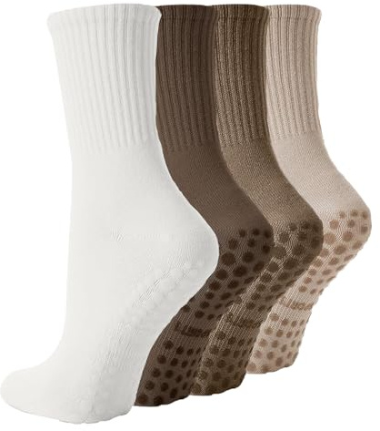 flintronic Non-Slip Yoga Socks, Pilates Sock with Grip, Sweat Absorption Cotton Full Toe Socks for Dance, Barre Ballet, Fitness, Home