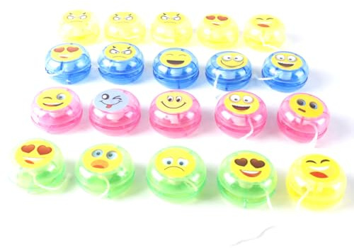Tiardey YoYo 20 pezzi di Yo-Yo in plastica Mini Jo Yo Balls, palline per principianti con corda per regali di compleanno, feste e celebrazioni (motivo di emoticon casuali)