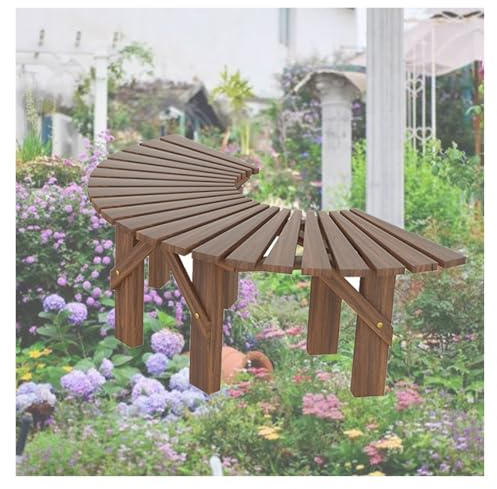 Générique Banc d'arbre en Forme D'éventail,Siège Semi-Circulaire en Bois,Bancs De Jardin for Terrasse,Bord De Piscine,Arrière-Cour,Patio(Semicircle)