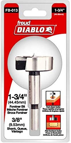Diablo's High-Speed Steel Forstner Bit Drill Straight, Angled and Overlapping Holes in All Types of Wood - 1-3/4 Diameter, 3/8 Shank, 3-1/2 Length - FB-013