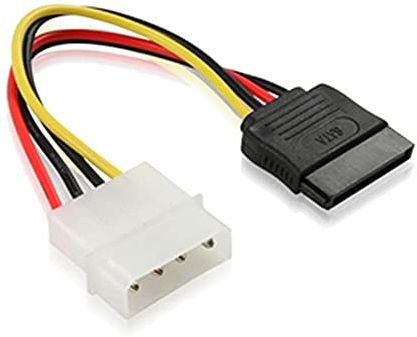Aukson K32 SATA auf IDE Adapter Stromkabel, 15cm, 4-pol Molex zu 15-pin SATA Buchse, HDD/SSD Stromversorgung, Kompatibel mit Festplatten, Laufwerken und PC-Netzteilen