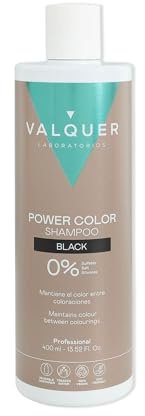 Valquer Professional Shampoo Power Color gefärbtes Haar. Vegan und sulfatfrei (schwarzes Haar) Haarfarbe Enhancer - 400 ml