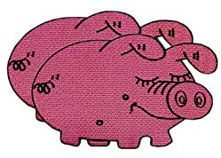 Aufbügler Schwein (18x23cm) Schweinchen Pig Bügelbild gestickt (2 Stück)