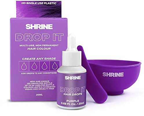 Shrine Drop It PURPLE Hair Dye Kit - Semi-Permanent Hair Color | Create Any Shade From Pastel to Vibrant | 200 Drops Per Bottle | Multi-Use, Vegan & Cruelty Free