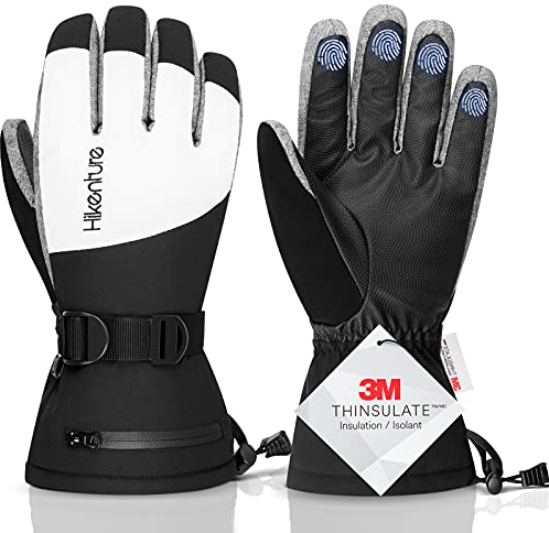 HIKENTURE Winterhandschuhe Herren Damen Wasserdicht, Winddichte Skihandschuhe Winterhandschuhe Fahrrad Ski Laufen Männern Frauen, Winddichte Handschuhe Winter mit Langlauf-Black-L