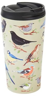 Eco Chic Reusable Thermal Coffee Cup Stainless Steel Leakproof Insulated 330ml Travel Mug (Wild Birds Green)