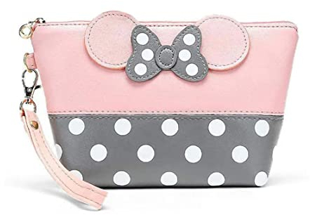 Binnan Kosmetiktasche Reise Kulturtaschen Makeup Tasche Damen Schminktasche Cartoon Mouse Ears Style Tupfen Handtasche für Frauen Mädchen Damen