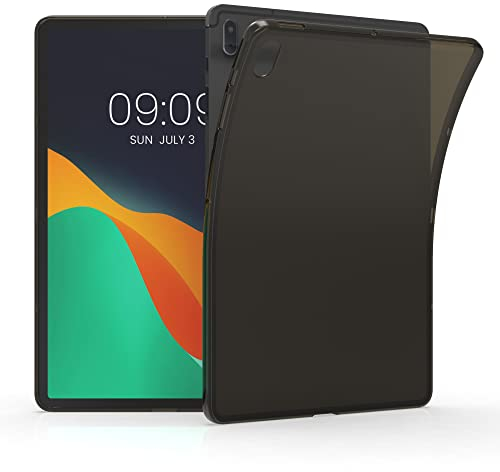 kwmobile Hülle kompatibel mit Samsung Galaxy Tab S7 FE Hülle - weiches TPU Silikon Case transparent - Tablet Cover Schwarz Transparent
