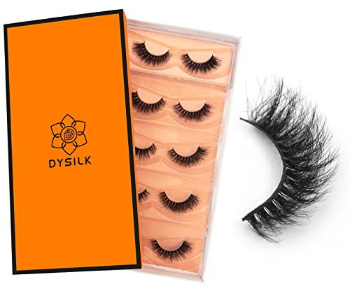 DYSILK Fluffy False Eyelashes 5 Pairs – 6D Faux Mink Lashes Cat-Eye 8-15mm
