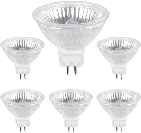 Halogen Reflektor 20W GU5.3, MR16 Halogenstrahler 12V Dimmbar, 205LM Warmweiß 2700K, MR16 GU5.3 Halogen für Landschaftsbeleuchtung, Schienenbeleuchtung, Einbaubeleuchtung, 6 Stück