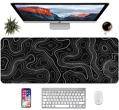 Alfombrilla para Ratón 800 x 300 mm, Speed Gaming Mousepad, Base para Mesa Grandes Dimensiones, Ordenador Juegos Alfombrilla de Ratón, Mouse Pad para Juegos Oficina Ordenador Portátil (línea Blanca)