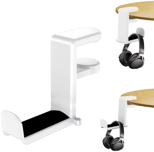 BASVII Soporte Auriculares Mesa - Soporte Cascos Gaming Hecho Abs Y Metal, Estable Y No Se Rompe Fácilmente, Giratorio 360° Y Ahorra Espacio - para Escritorios De Computadora, Gabinetes, Etc