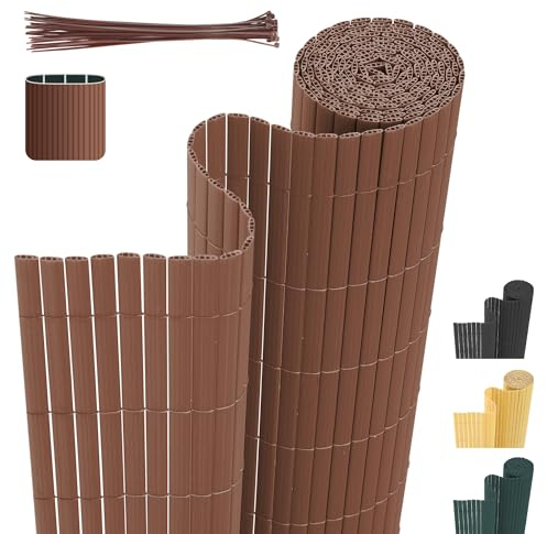 Cecaylie Canisse en PVC,Marron Brise vue balcon Renfort en 3 poids, anti-moisissure et facile d'entretien - Renforcé - Forte intimité pour jardin, balcon, terrasse(140 * 300cm)