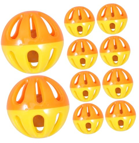HAPINARY 10pièces Lot de Boules Jouet pour Chat avec Grelot Coloré Plastique Creux Bicolore Balle Interactive pour Entraînement Et Divertissement Couleurs Aléatoires