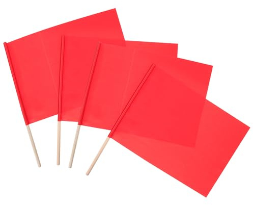 Toyvian Set 4 Bandiere Giudice Rosse in Poliestere e Legno, Design Leggero e Facile da Trasportare, per Competizioni Automobilistiche e Eventi di Corsa