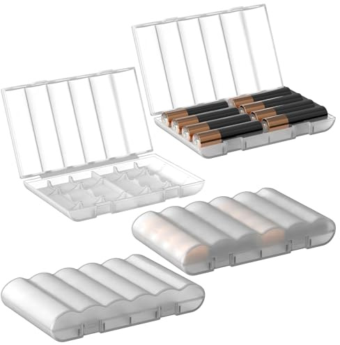 Linkidea 4er-Pack AAA-Batterie-Aufbewahrungsbox – Tragbare Reisebox für 8 AAA-Batterien, Aufbewahrung für Zuhause und unterwegs (Transparent)
