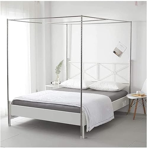 Generico Zanzariera a baldacchino in Acciaio Inox a Quattro montanti per Letto - Elegante Protezione Contro Gli Insetti per Letti matrimoniali, matrimoniali, Queen Size e King Size - Elegante arredam
