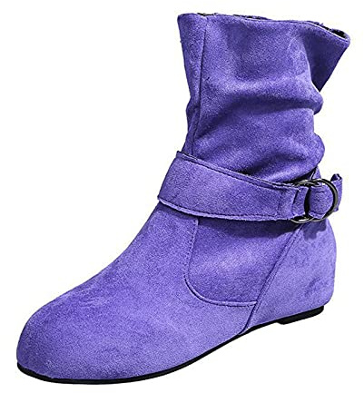 Generisch 2025 Bottines pour femme - Épais - Rétro - Bottes à talons - Respirantes - Fermeture éclair - Bottes hautes pour femme, lilas, 38 EU