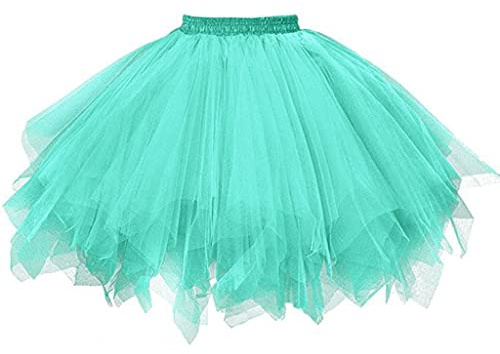 tüllrock grün Damen grüner türkis tütü Tutu tülleock Tütü Rock Petticoat 50er Ballett Unterrock Karneval Kostüm 80er Ballettrock Halloween Fasching kurzer tüllröcke Tanzkleid