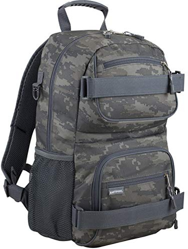 Eastsport Travel Skateboard Backpack Double Strap Laptop Bag Multi-Sport Design for Men and Women, Static Camo