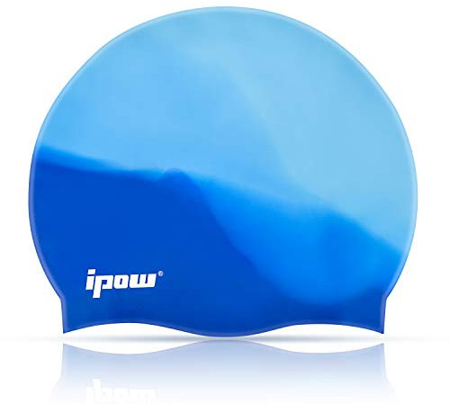 ipow Classic Badekappe Kinder Silikone Badekappe Badehaube Bademütze für Kinder, Jungen, Jugendliche - Blau