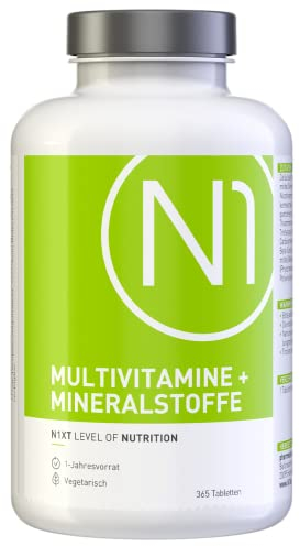 N1 Multivitamin Tabletten hochdosiert - Alle Vitamine + Mineralien - 365 Tabl. Jahresvorrat - vegetarisch - Nahrungsergänzungsmittel