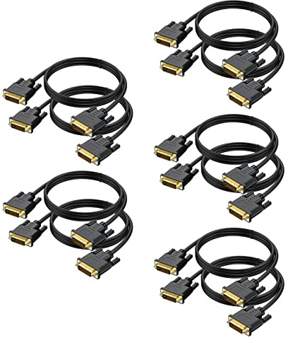 URELEGAN DVI till DVI-kabel 10-pack, 6 fot DVI till DVI-D 24+1 kabel hane till hane digital video bildskärmskabel för HDTV, spel, skärm, projektor och mer