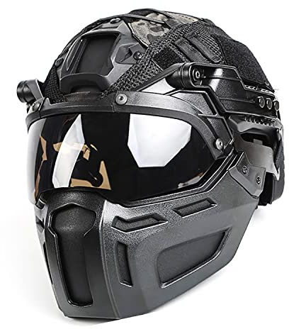 CZMYCBG Casque Tactique Airsoft Rapide avec Demi-Masque De Protection Réglable Lunettes Et Housse De Casque pour Paintball Extérieur CS Jeux De Tir Militaire