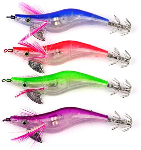 Lumineux Leurre Turlutte Leurre Appâts De Pêche LED Électronique Lumineux Calmar Appât De Pêche De Nuit Simulation Poisson Appât Lifelike Appâts De Pêche pour la Pêche des Pieuvre,Seiches et Calamar
