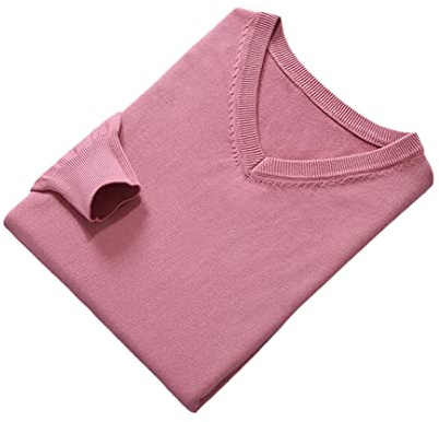 Vogrtcc Kashmirtröja herr pullover höst vinter V-ringad mjuk varm jumper stickade tröjor, Hudrosa, S