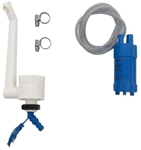CR-MOESANCO ® Kit kran + pump + 2 x INOX-klämmor för husvagn 12 v husbil tvättställ husbil (ELEGAND)