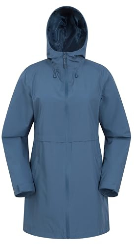 Mountain Warehouse Hilltop Womens Waterproof Jacket - Leichtgewicht mit verstellbarer Kapuze und Seitentaschen - Frühling, Sommer, Wandern, Outdoor und Camping Dunkel Blau Damengröße EU 40