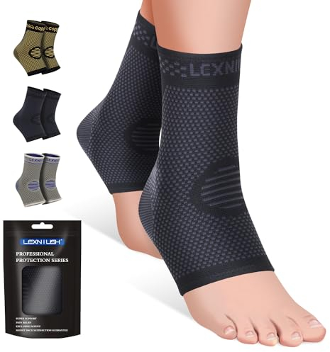 2 Stück Sprunggelenkbandage, Professionelle Knöchelbandage für Damen/Männer Kompressionssocken Fußbandage für Plantarfasziitis, Arthritis, Verstauchte Knöchel, Achillessehne, Gelenkschmerzen, Sport
