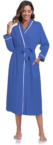 COLORFULLEAF Chemise de nuit à manches longues pour femme - Col en V doux - Nuisette - Vêtement de nuit pour femme, a-bleu, M