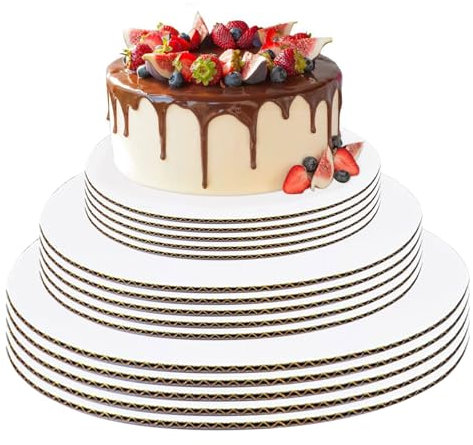 Cosswe Tortenplatte，15er Set Weiß Runde Tortenplatte aus Pappe 20/30/35 cm Premium Tortenplatte Einweg für Tortenunterlage Karton zum Dekorieren von Kuchen Mehrstöckige