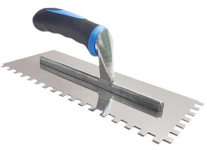 Folpus Truelle à carrelage Truelle pour cloisons sèches Truelle crantée Truelle à ciment portative Outil de Truelle pour carrelage pour plâtre et, Dent Carrée de 8 Mm