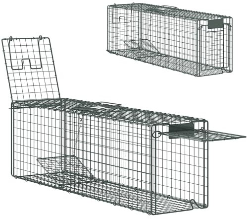 Outsunny Piège à Animaux Vivants 100x24x30 cm Piège à Rats avec 2 Portes et Cadre en Acier pour l'intérieur et l'extérieur Vert